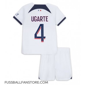 Paris Saint-Germain Manuel Ugarte #4 Replik Auswärtstrikot Kinder 2023-24 Kurzarm (+ Kurze Hosen)